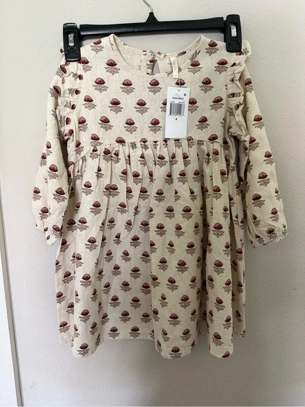 Rylee + Cru Cream Dress with Rust Floral Print